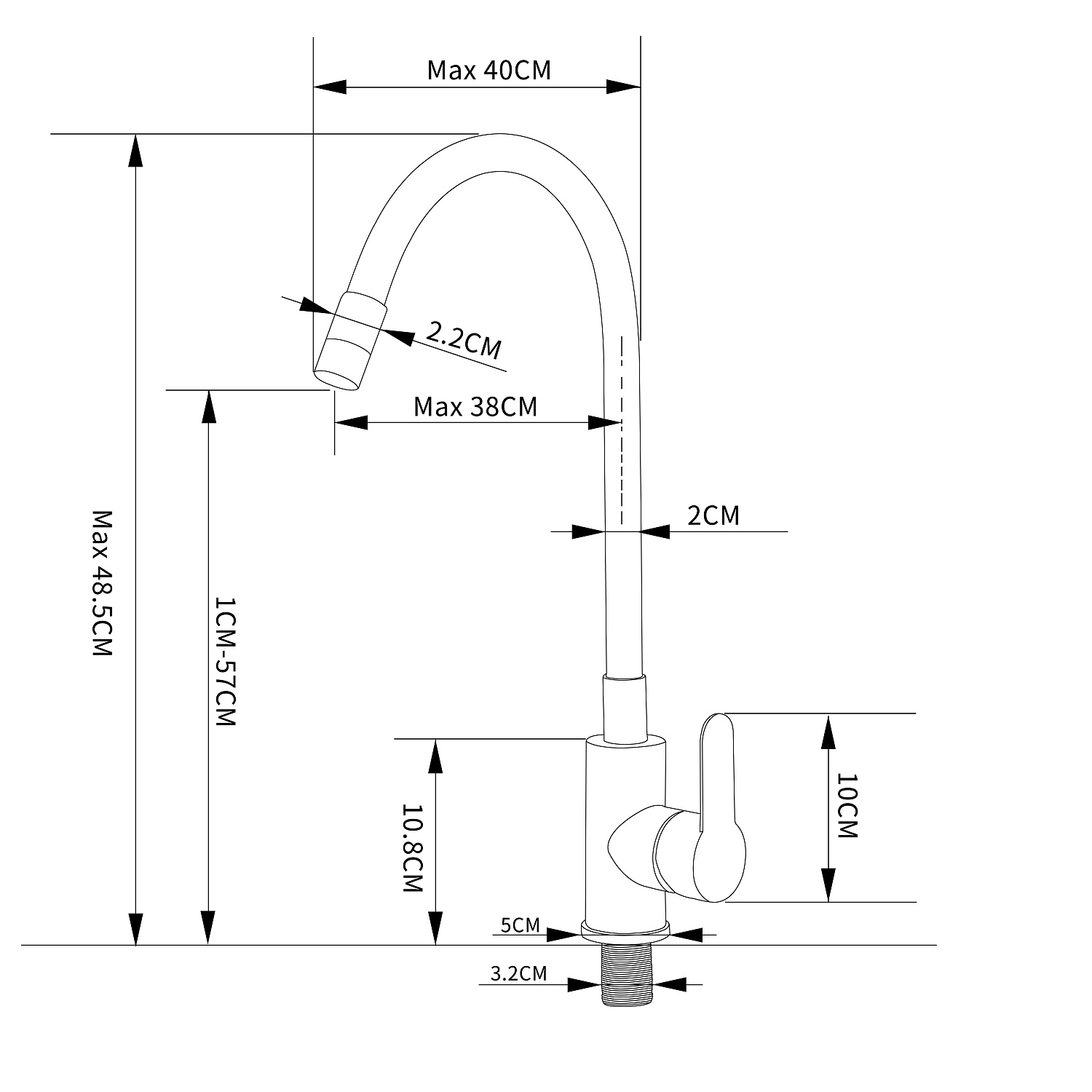 Смеситель для кухни AVRORA Kitchen с высоким гибким изливом(черный), AV9002SB