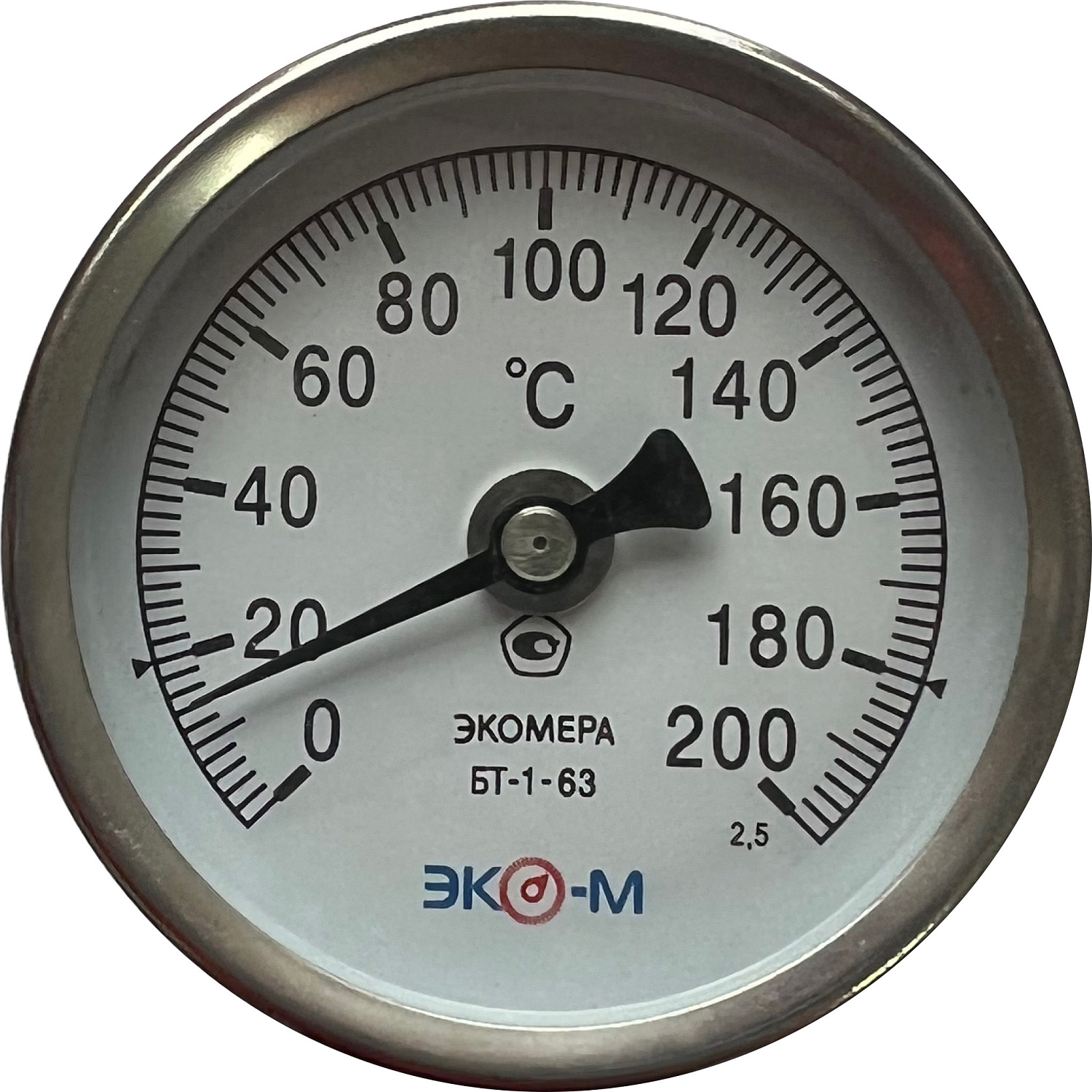 Термометр биметаллический ЭКОМЕРА БТ-1-63, 0-160С L=60